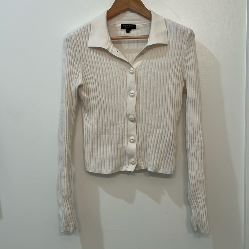 Cream Rag & Bone Buttoned & Collared Top SZ S